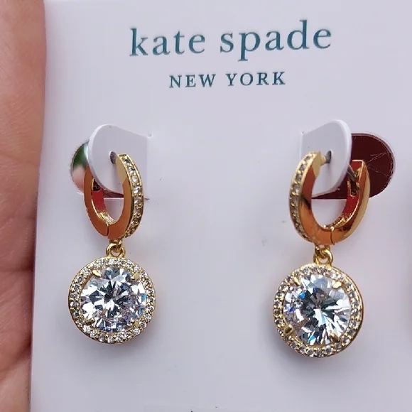 Kate Spade "SOMETHING SPARK" Gold Crystal Drop Earrings With Dustbag - Picture 4 of 5